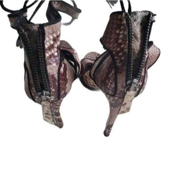 ZARA Women Heels EU 37 6.5 Snakeskin Animal Print Strap Tassel Open Toe Stiletto - Picture 5 of 11